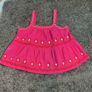 LOFT Fuchsia Pink Embroidered Tank Top